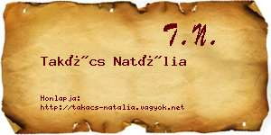 Takács Natália névjegykártya